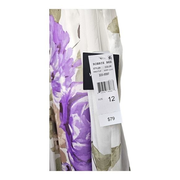 NEW Robbie Bee Women's Sleeveless Back Keyhole Tie Floral Dress White (Size: 12) - Picture 5 of 8